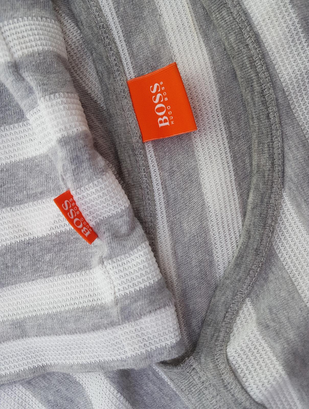 Hugo Boss Size S Color Szary Pasy Męski Sweter Długi rękaw Fabric Bawełna