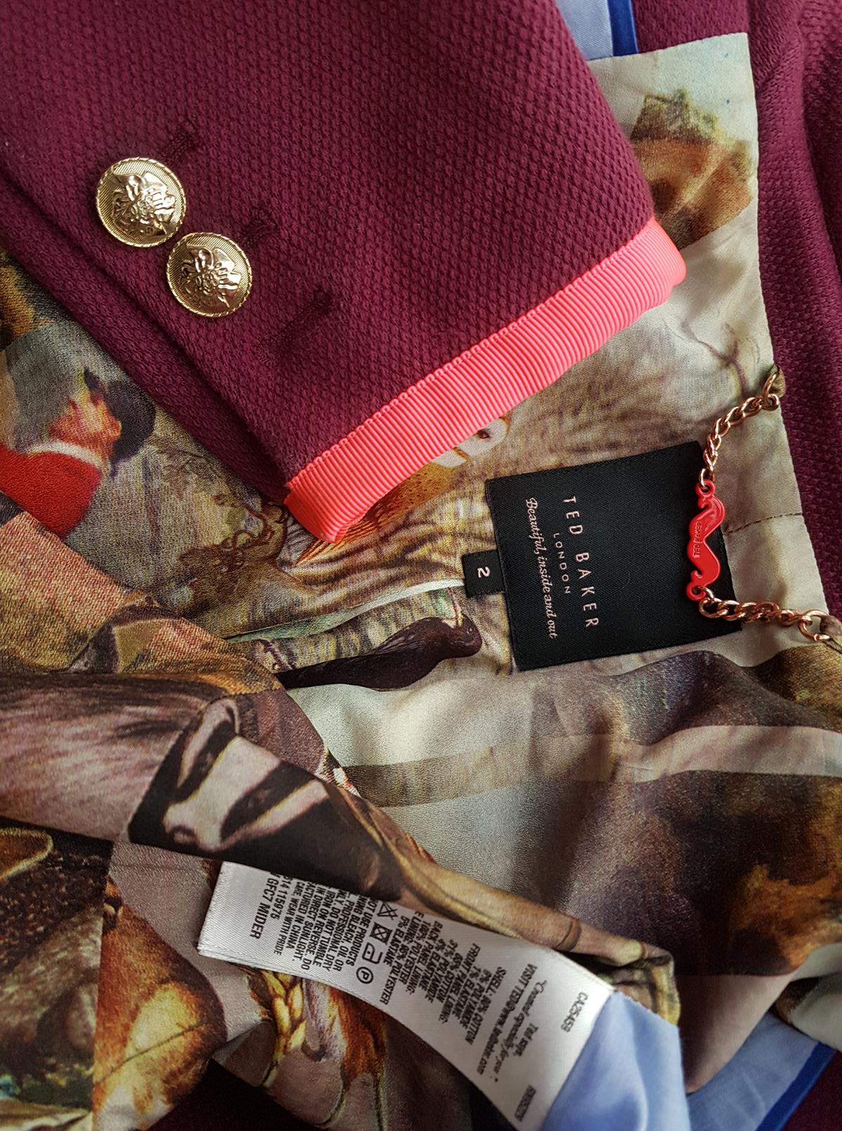 Ted Baker London Size S Kołnierz Żakiet z zapięciem Długi rękaw Fabric Bawełna