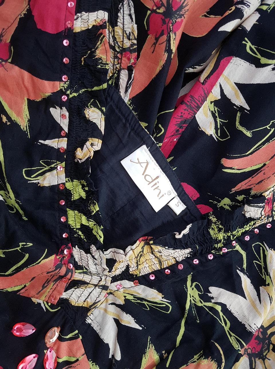 Adini Size S Color Czarny W serek Sukienka Letnia Bezrękawnik Midi Fabric Bawełna