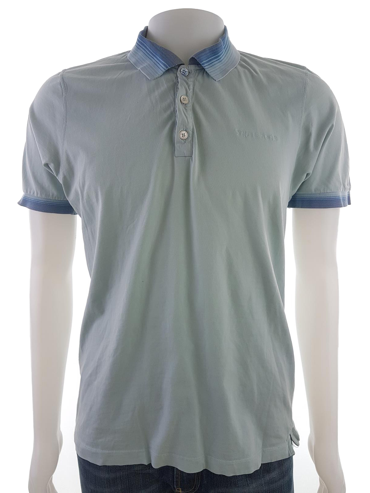 Ted Baker Size L Color Niebieski Kołnierz Męska Koszula Polo Krótki rękaw Fabric Bawełna 100%