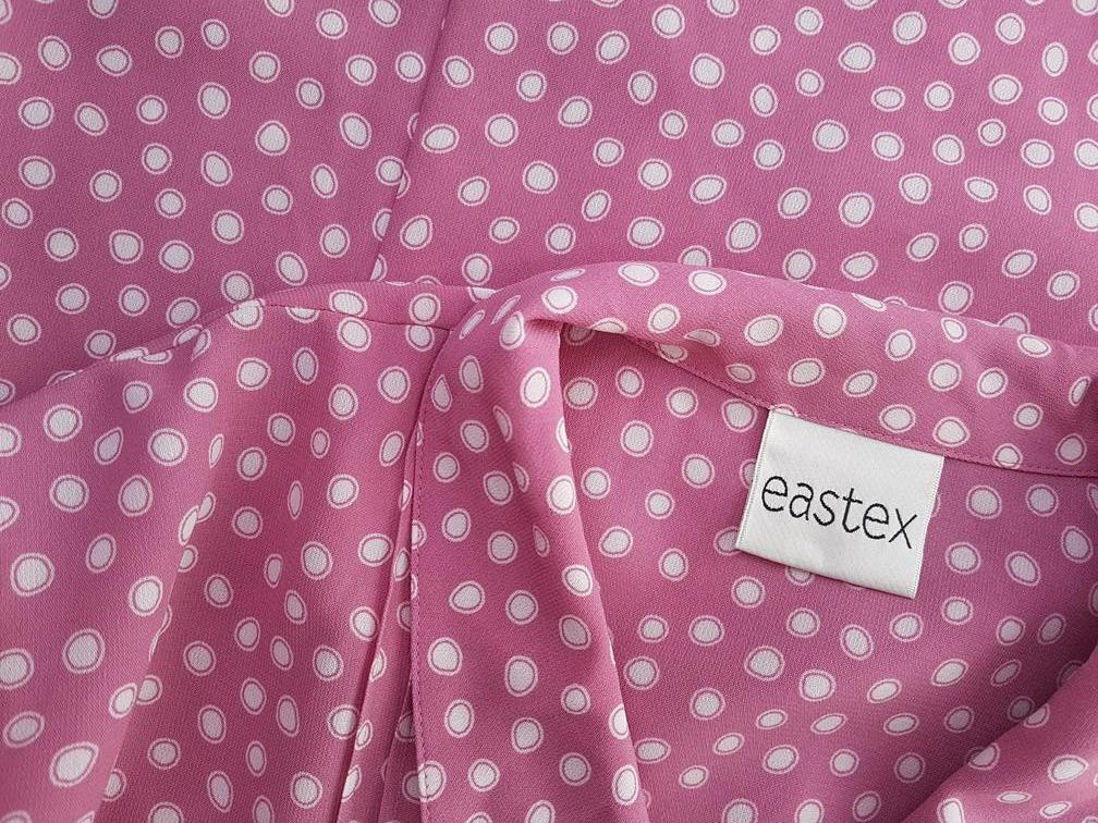 Eastex Size 42 (16) Color Różowy Grochy Kołnierz Bluzka Zapinana Krótki rękaw