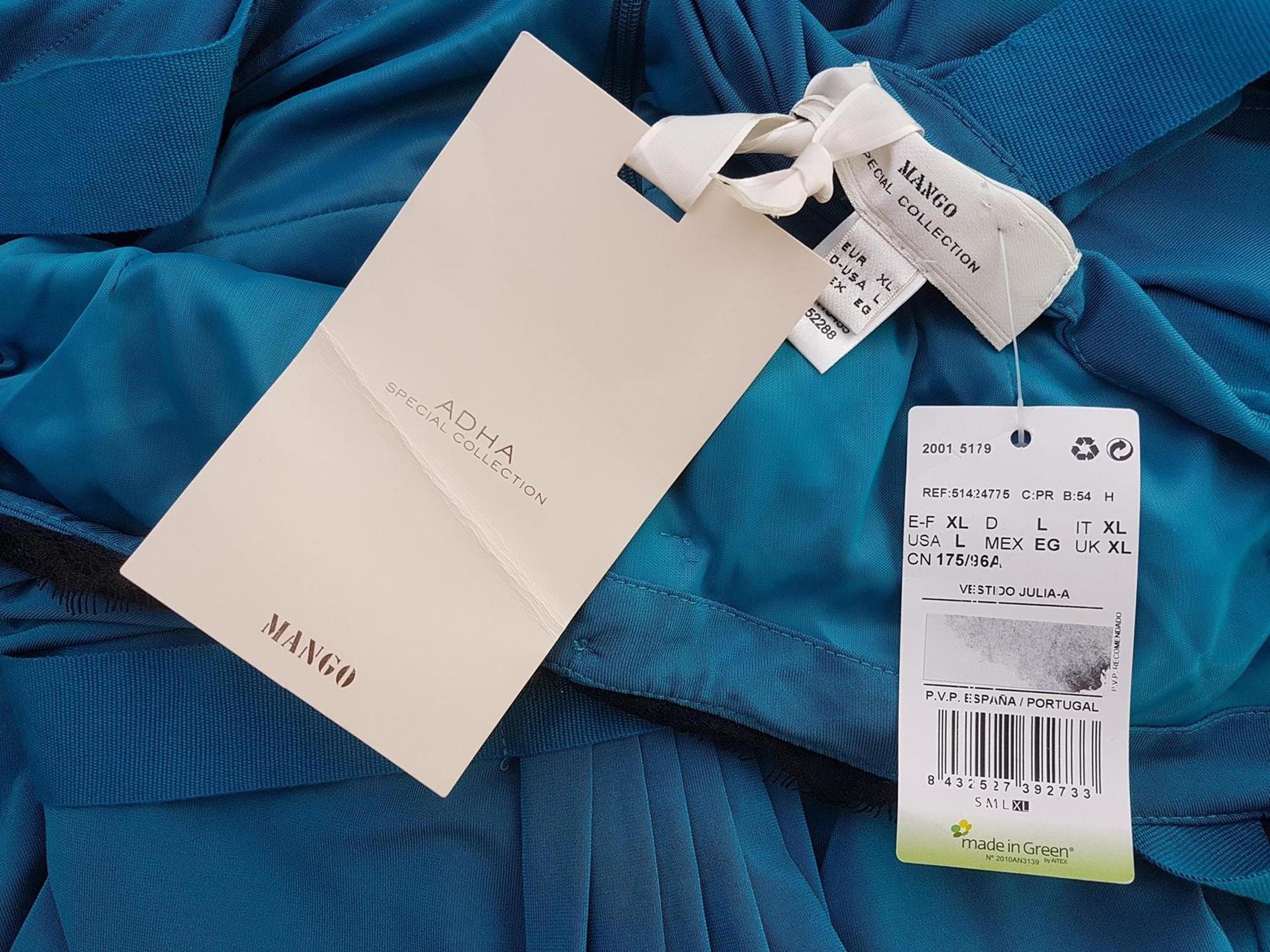 Mango Size XL Color Turkusowy Dekolt U Suknia Balowa Sukienka Wieczorowa Bezrękawnik Długa