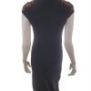 Mango Size L Color Czarny High Neck Sukienka Bodycon Krótki rękaw Midi