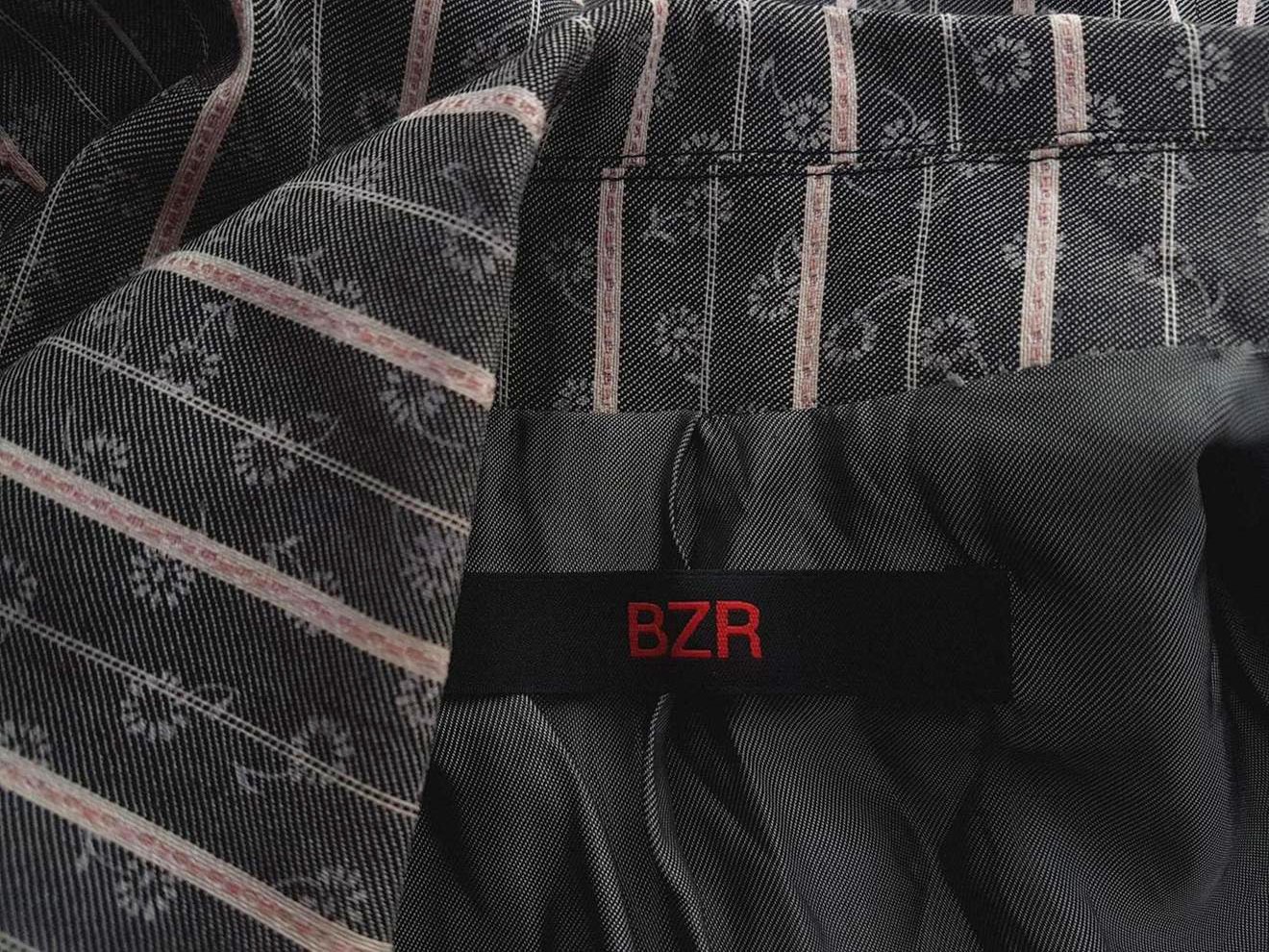 BZR Size 36 Color Szary Pasy Kołnierz Żakiet z zapięciem Długi rękaw Fabric Wiskoza