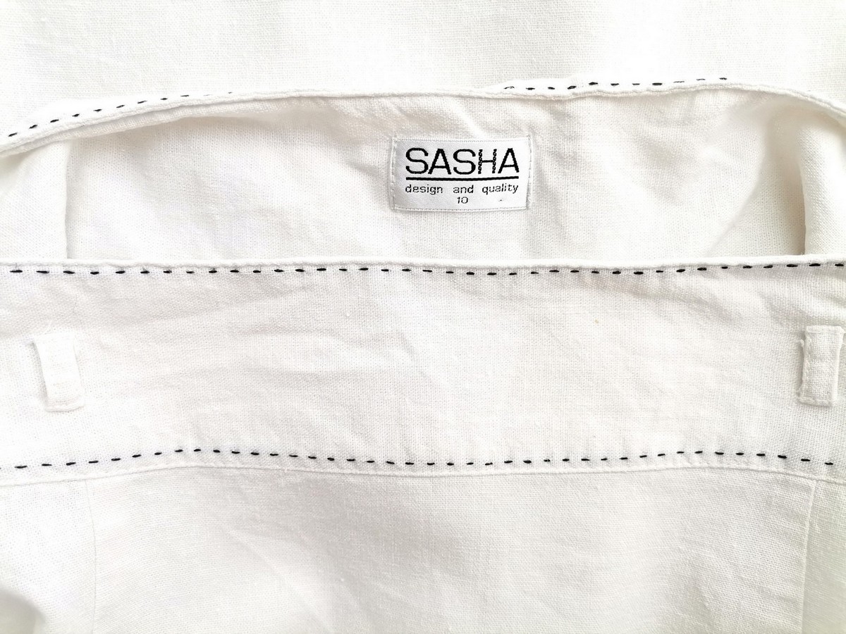 Sasha Size 10 (38) Color Biały Spódnica Trapezowa Midi Fabric Len