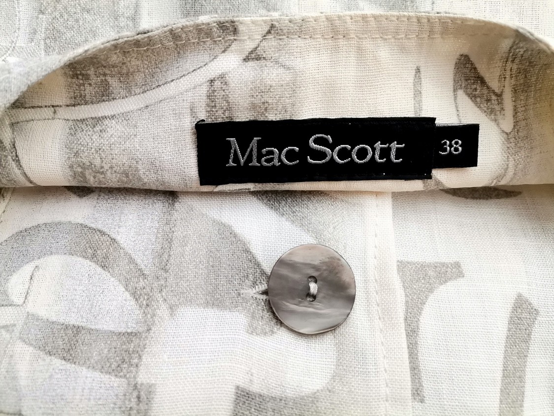 Mac Scott Size 38 Color Kremowy Okrągły dekolt Żakiet z zapięciem Długi rękaw