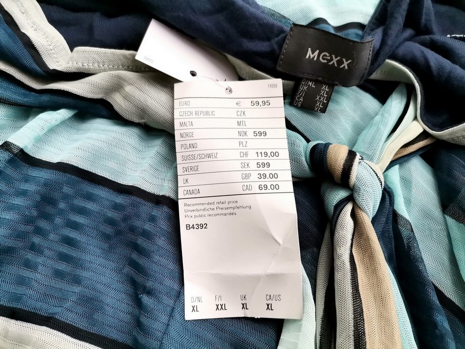 Mexx Size XL Color Niebieski Pasy Spódnica Trapezowa Midi