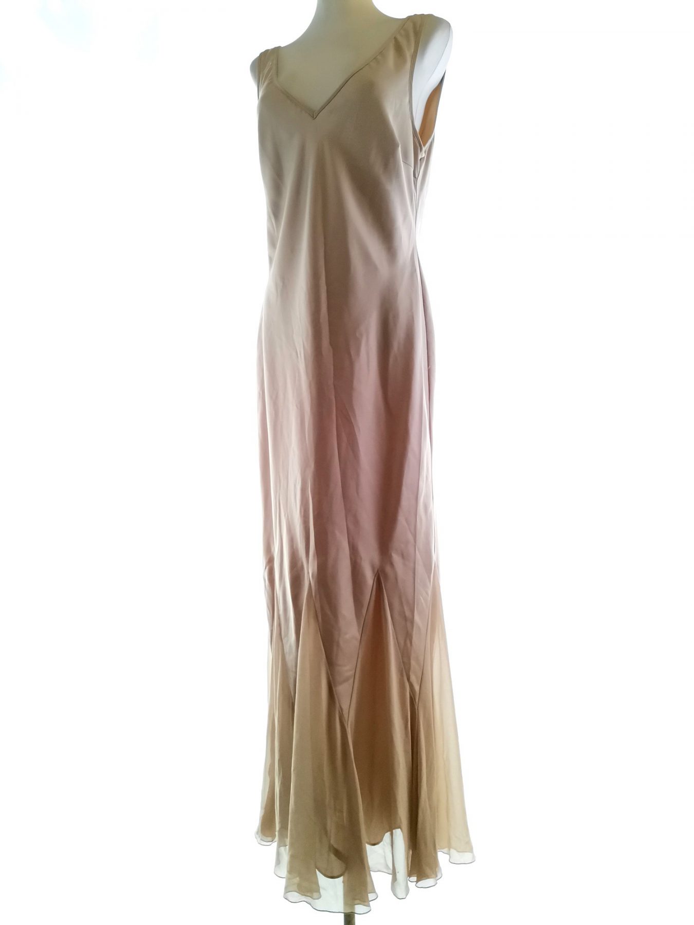 Amanda Wakeley Size 14 (40) Color Beżowy W serek Sukienka Maxi Bezrękawnik Długa