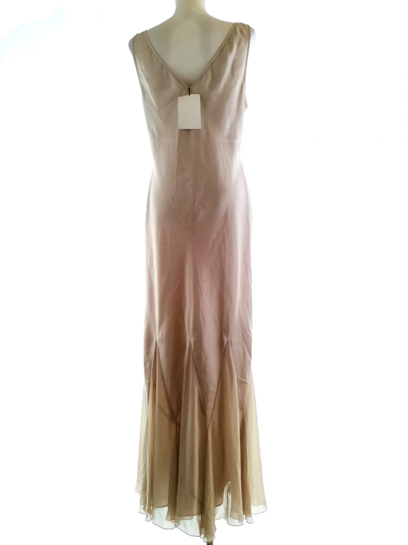 Amanda Wakeley Size 14 (40) Color Beżowy W serek Sukienka Maxi Bezrękawnik Długa