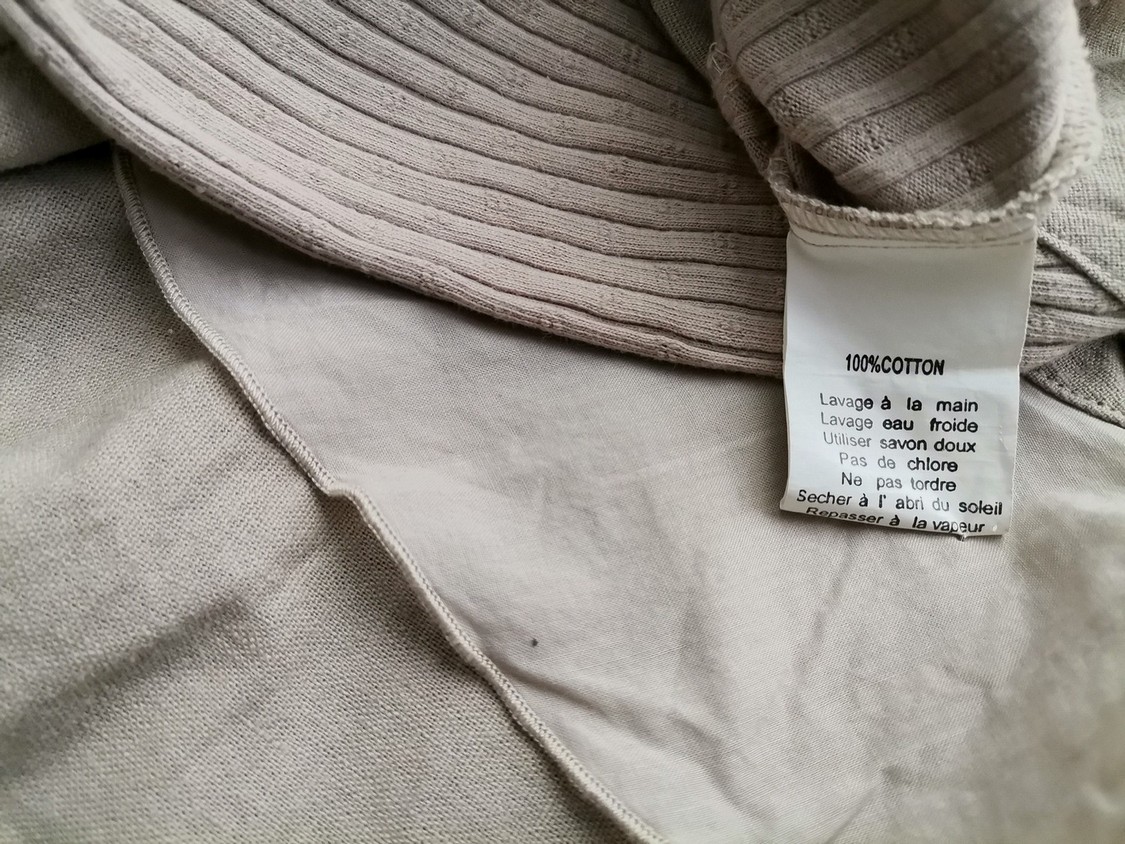 Tribu Size 1 (XS/S) Color Beżowy Okrągły dekolt Sukienka Trapezowa Bezrękawnik Midi Fabric Bawełna 100%