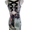 Club L Size S/M Color Kolorowa Okrągły dekolt Sukienka Bodycon Bezrękawnik Krótka Fabric Bawełna