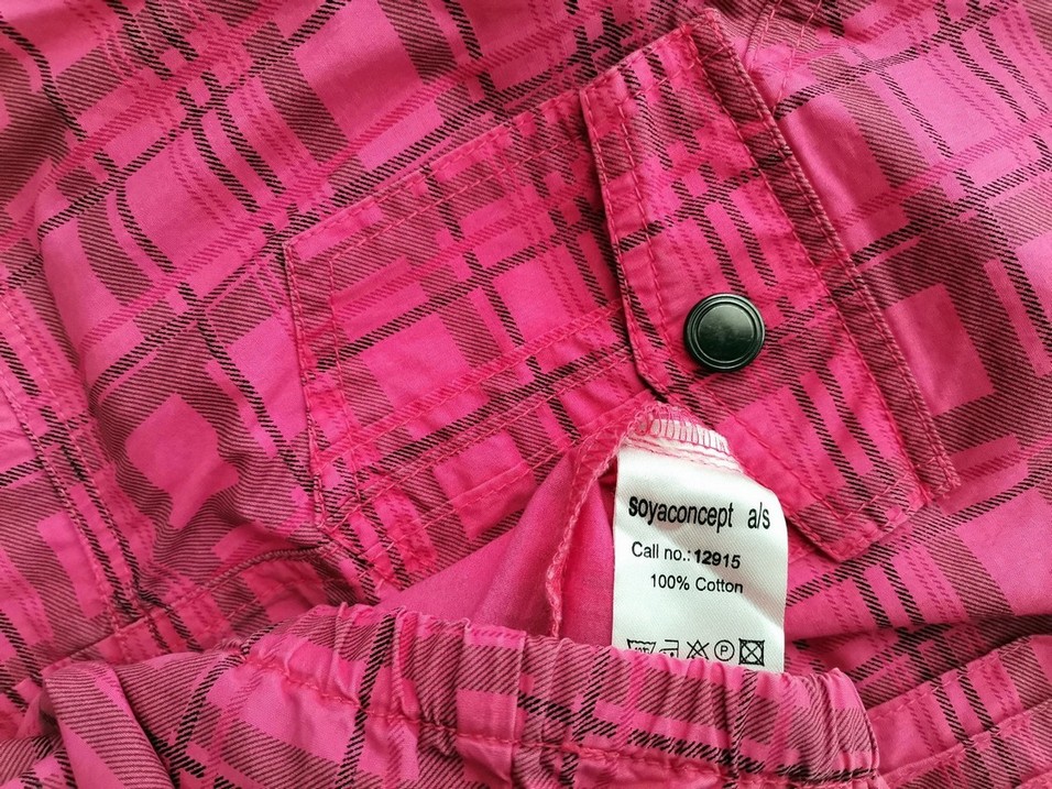 Soyaconcept Size XL Color Różowy Krata Kołnierz Sukienka Koszulowa Krótki rękaw Midi Fabric Bawełna 100%