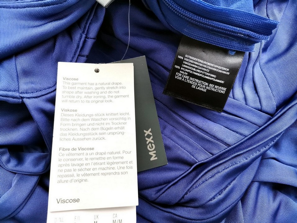 Mexx Size M Color Niebieski Odkryte Ramiona Suknia Balowa Sukienka Wieczorowa Bezrękawnik Midi Fabric Wiskoza 100%