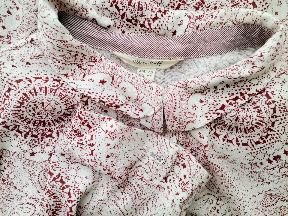 White stuff Size 12 (40) Color Bordowy Paisley Kołnierz Bluzka Zapinana Rękaw 3/4 Fabric Wiskoza 100%