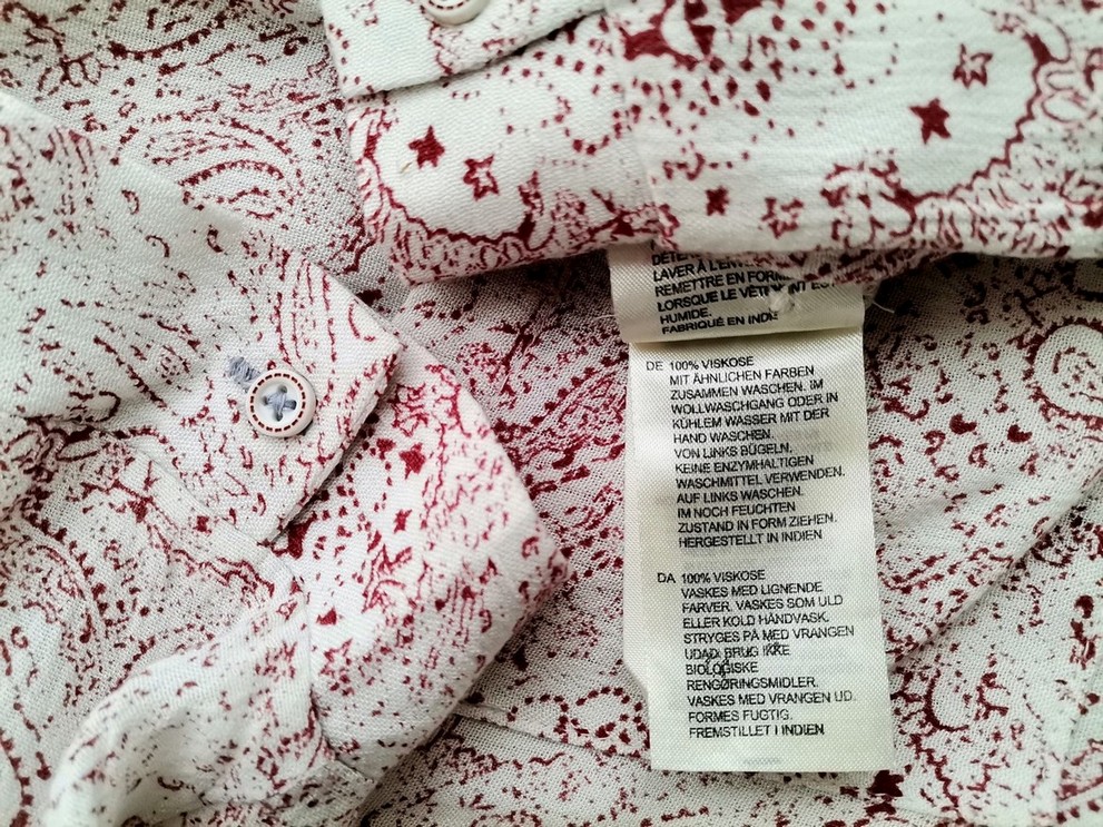 White stuff Size 12 (40) Color Bordowy Paisley Kołnierz Bluzka Zapinana Rękaw 3/4 Fabric Wiskoza 100%