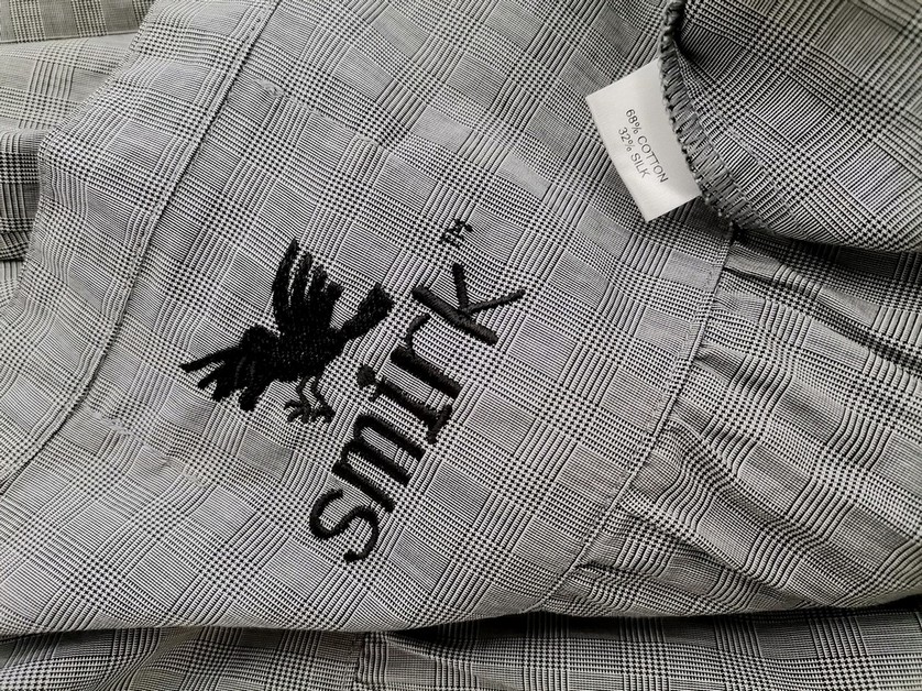 SMIRK Size L Color Szary Krata W serek Sukienka Koszulowa Krótki rękaw Do Kolan Fabric Bawełna