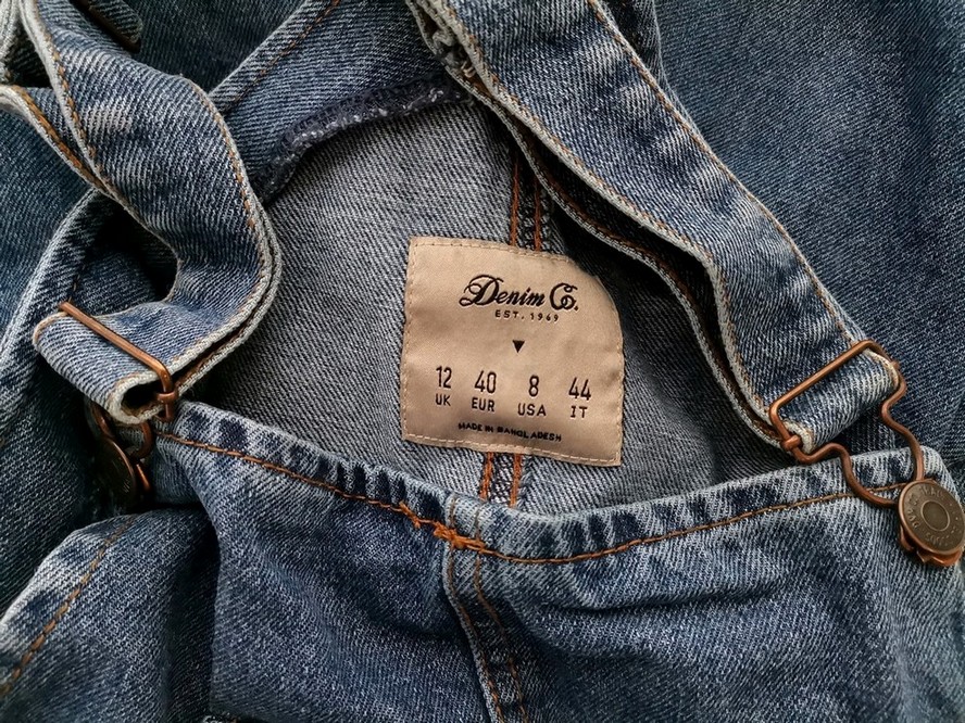 Denim Co. Size 12 (40) Color Niebieski Kwadratowy dekolt Sukienka Prosta Bezrękawnik Do Kolan Fabric Bawełna