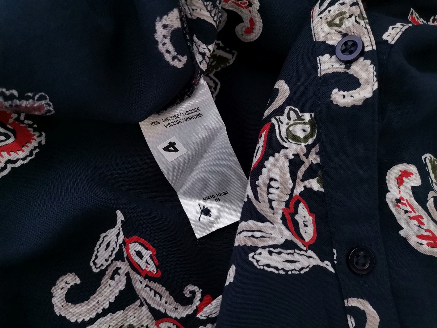 Damart Size 44 Color Granatowy Split Crew Neck Sukienka Koszulowa Krótki rękaw Midi Fabric Wiskoza 100%