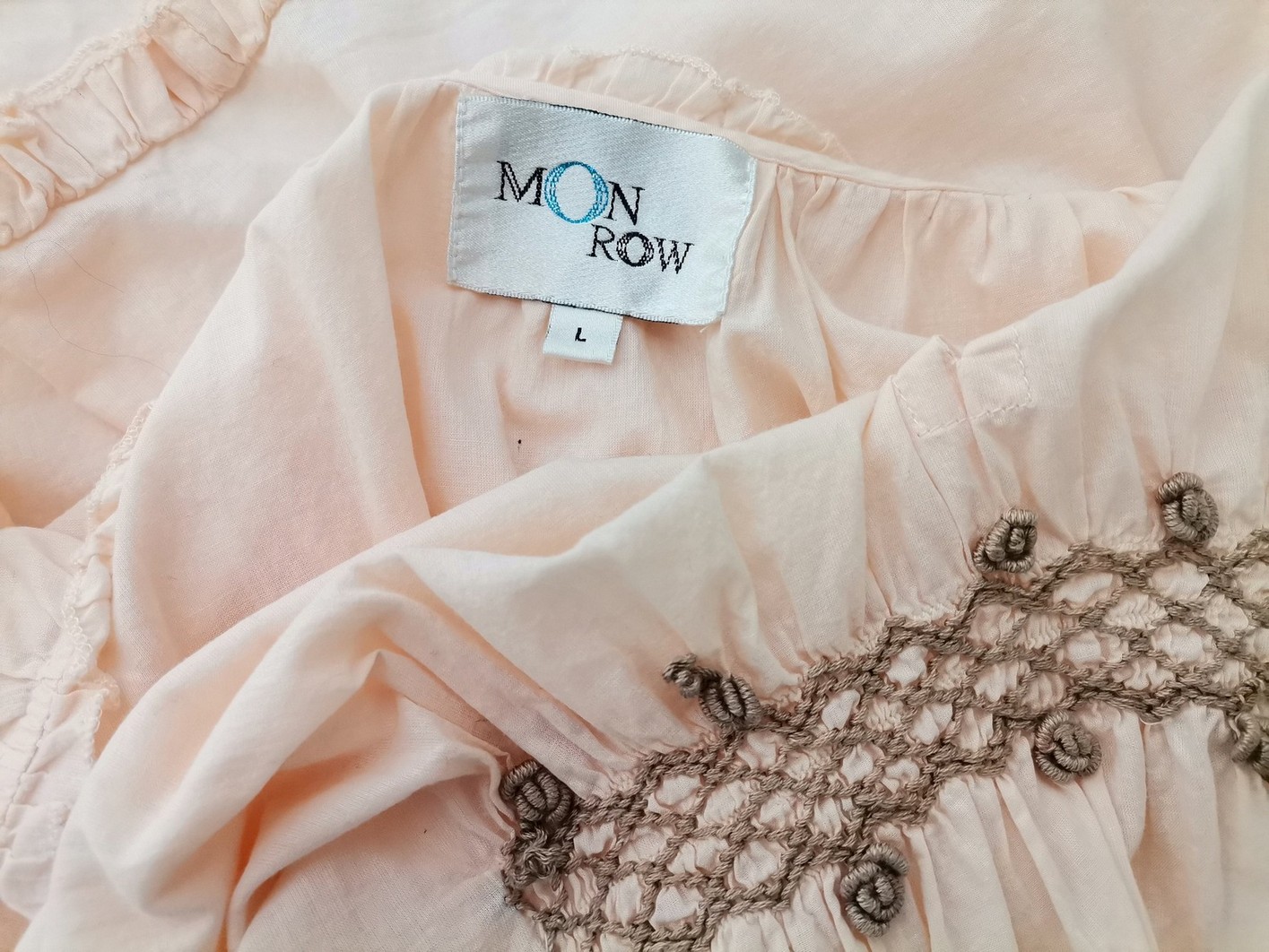 Monrow Size L Color Pudrowy Dekolt U Tunika Bluzka Krótki rękaw Fabric Bawełna 100%