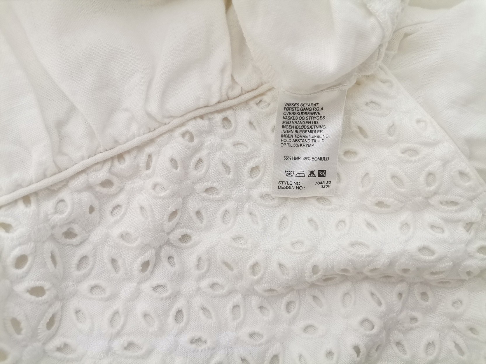 Fransa Size XL Color Biały Keyhole Crew Neck Sukienka Prosta Rękaw 3/4 Do Kolan Fabric Len