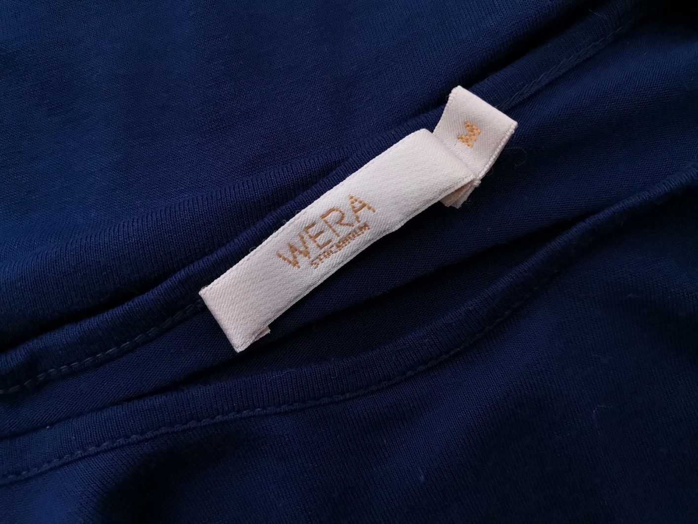 Wera stockholm Size M Color Granatowy Okrągły dekolt Bluzka Krótki rękaw Fabric Wiskoza 100%