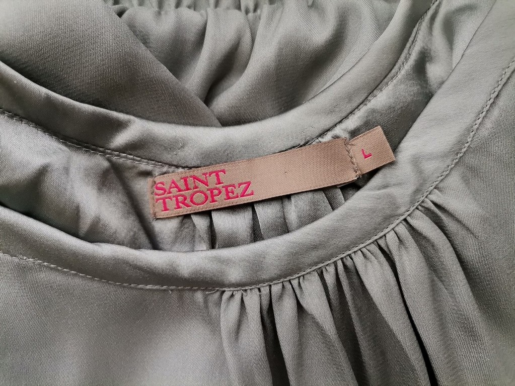 Saint tropez Size L Color Szary Okrągły dekolt Sukienka Blouson Rękaw 3/4 Midi