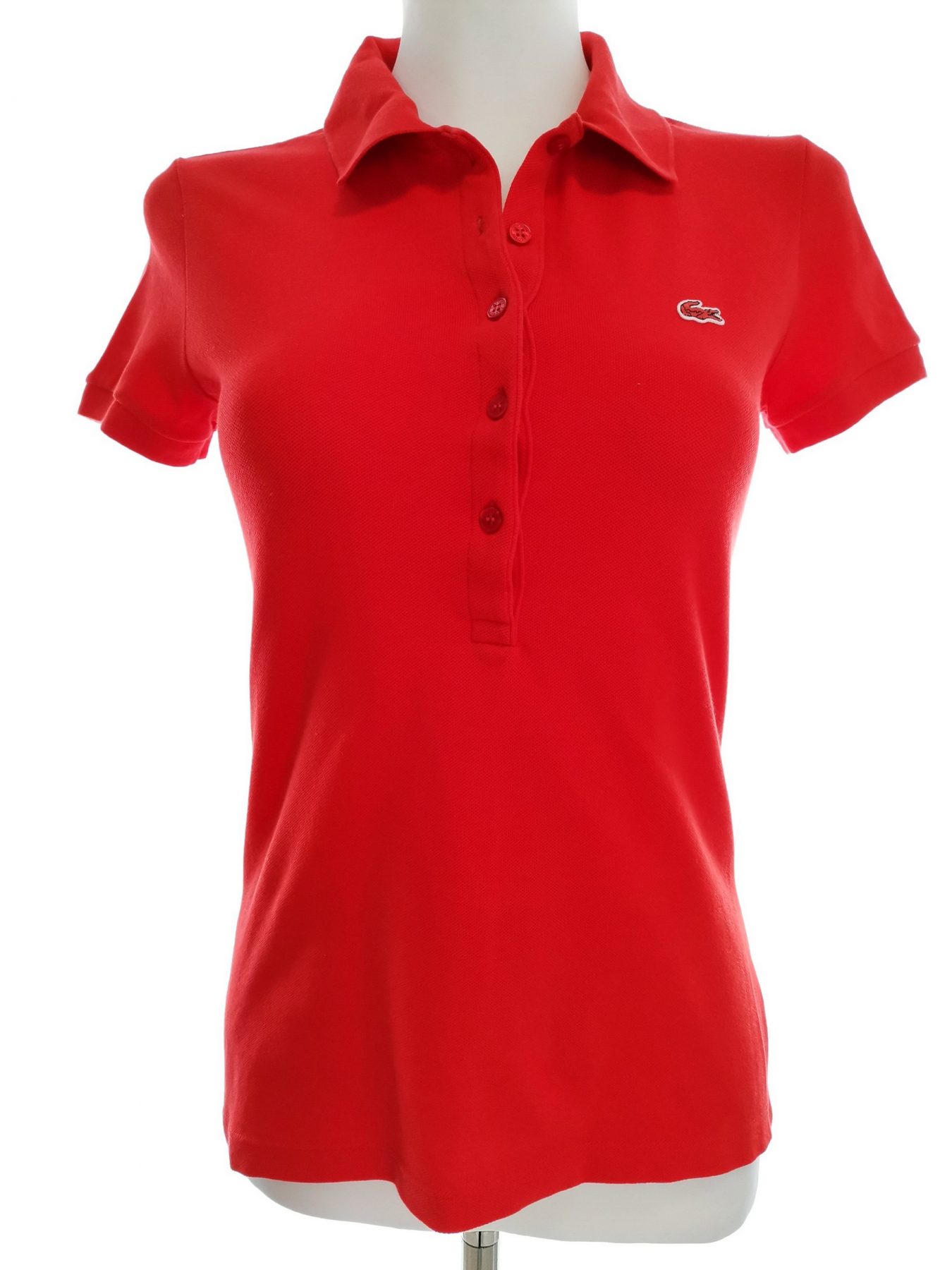 Lacoste Size 34 Color Czerwony Kołnierz Koszulka Polo Krótki rękaw Fabric Bawełna