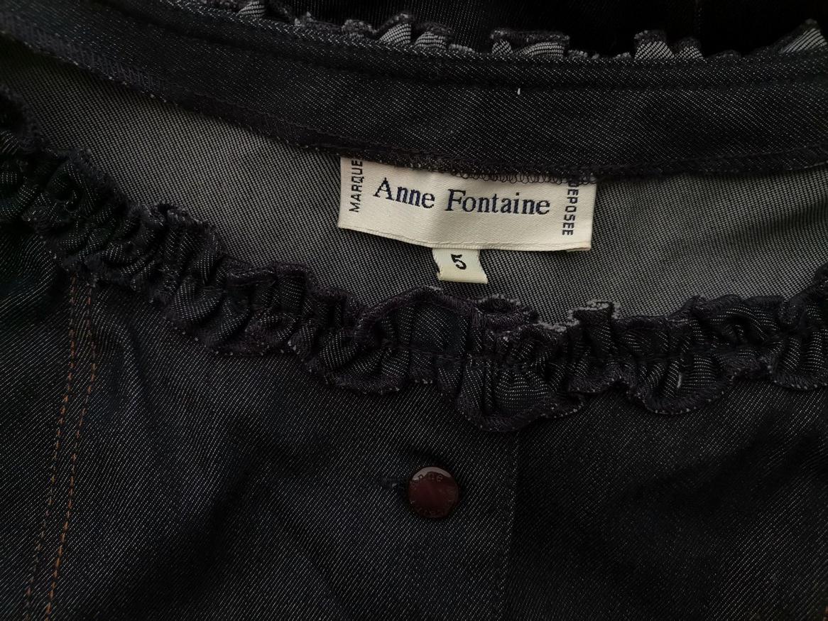 Anne Fontaine Size 5 (44) Color Granatowy Kwadratowy dekolt Żakiet z zapięciem Rękaw 3/4 Fabric Bawełna