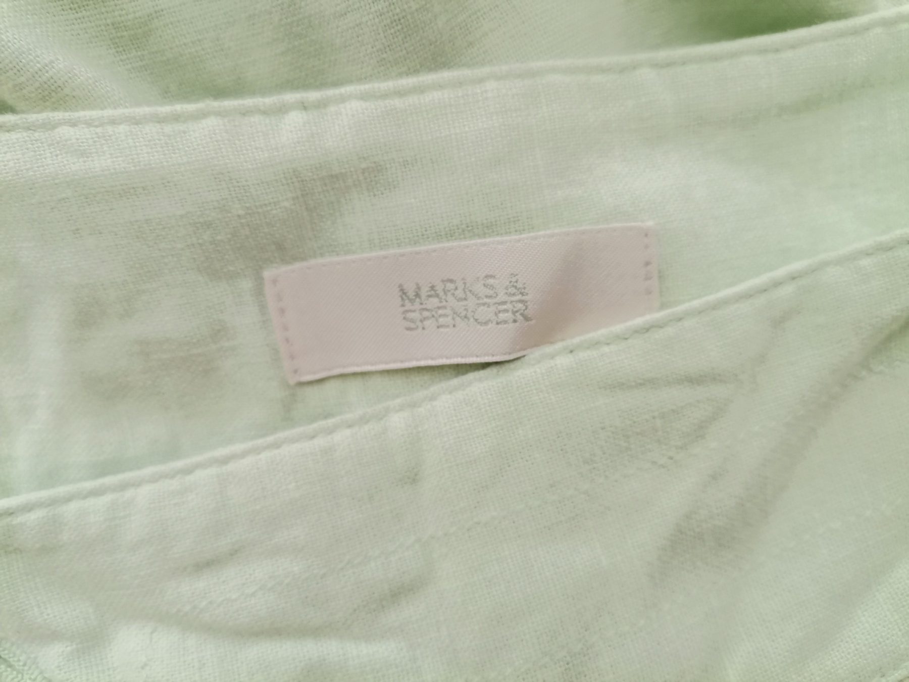 Marks&spencer Size 12 (40) Color Miętowy Spodnie Rybaczki Fabric Len