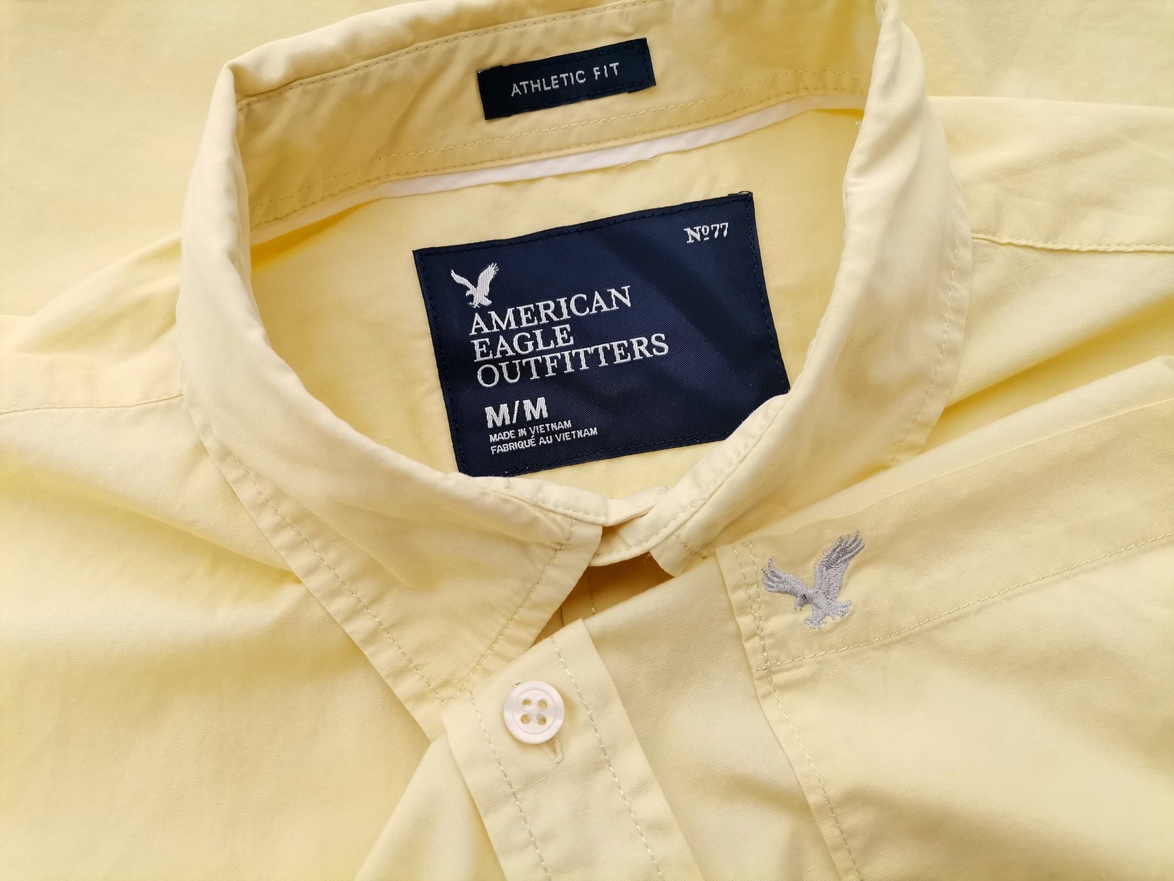 American Eagle Size M Color Żółty Kołnierz Męska Koszula Casual Długi rękaw Fabric Bawełna 100%