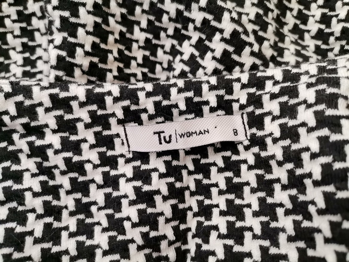 Tu Size 8 (36) Color Biały Crew Neck Sukienka Sweterkowa Rękaw 3/4 Do Kolan Fabric Bawełna