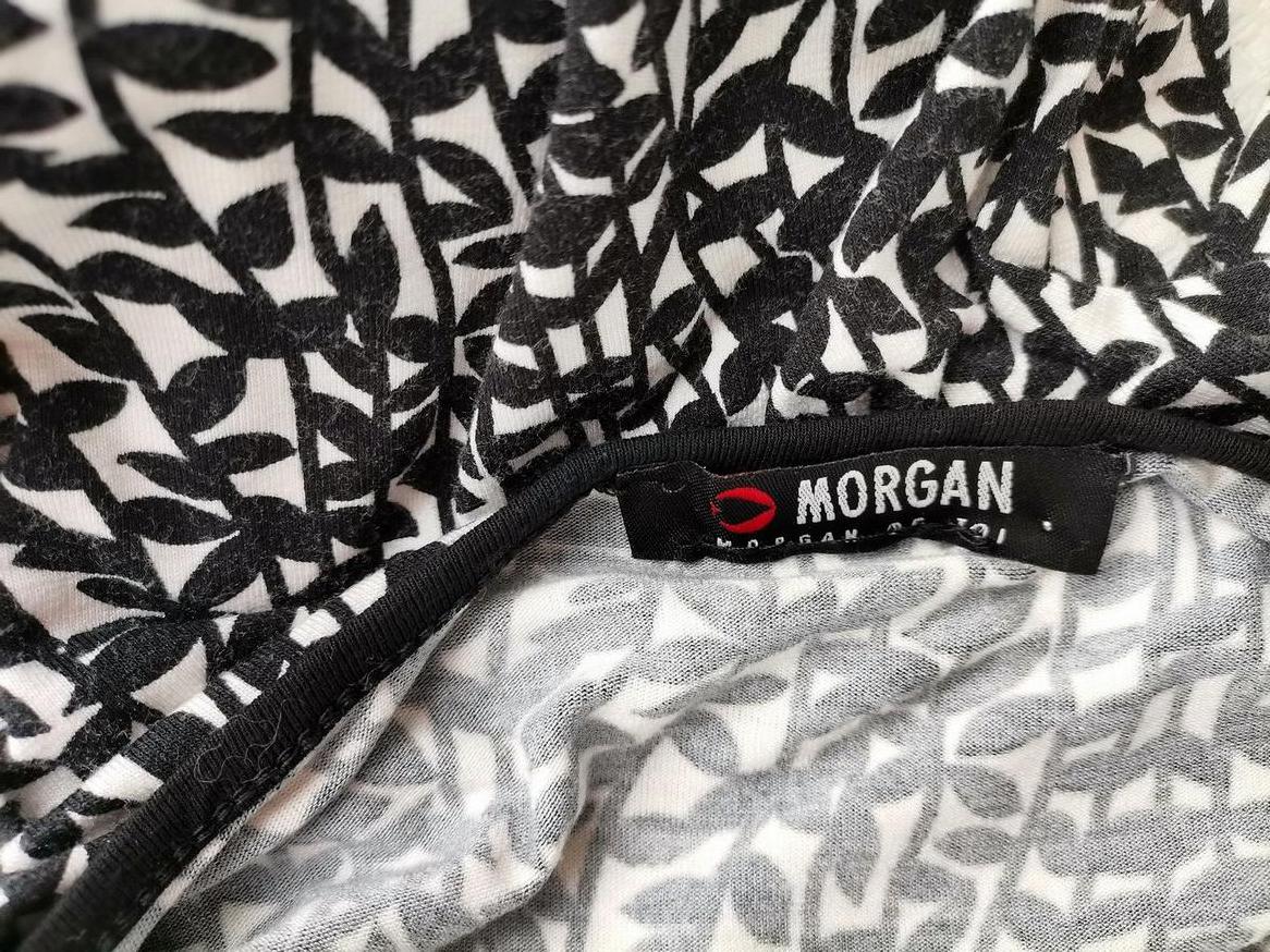 Morgan Size 34/36 Color Czarny W serek Sukienka Kopertowa Krótki rękaw Midi