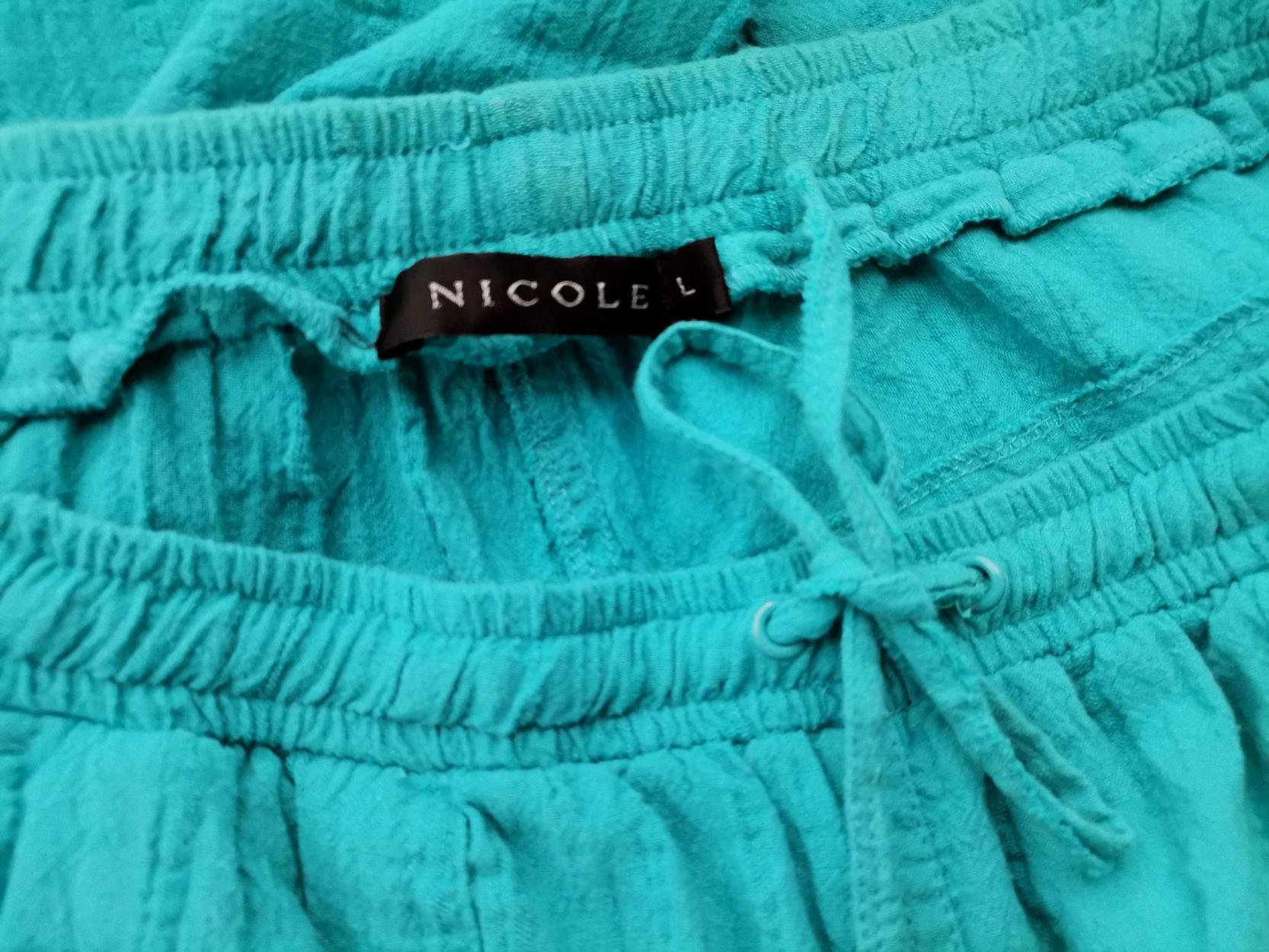 Nicole Size L Color Turkusowy Spodnie Casual Fabric Bawełna 100%