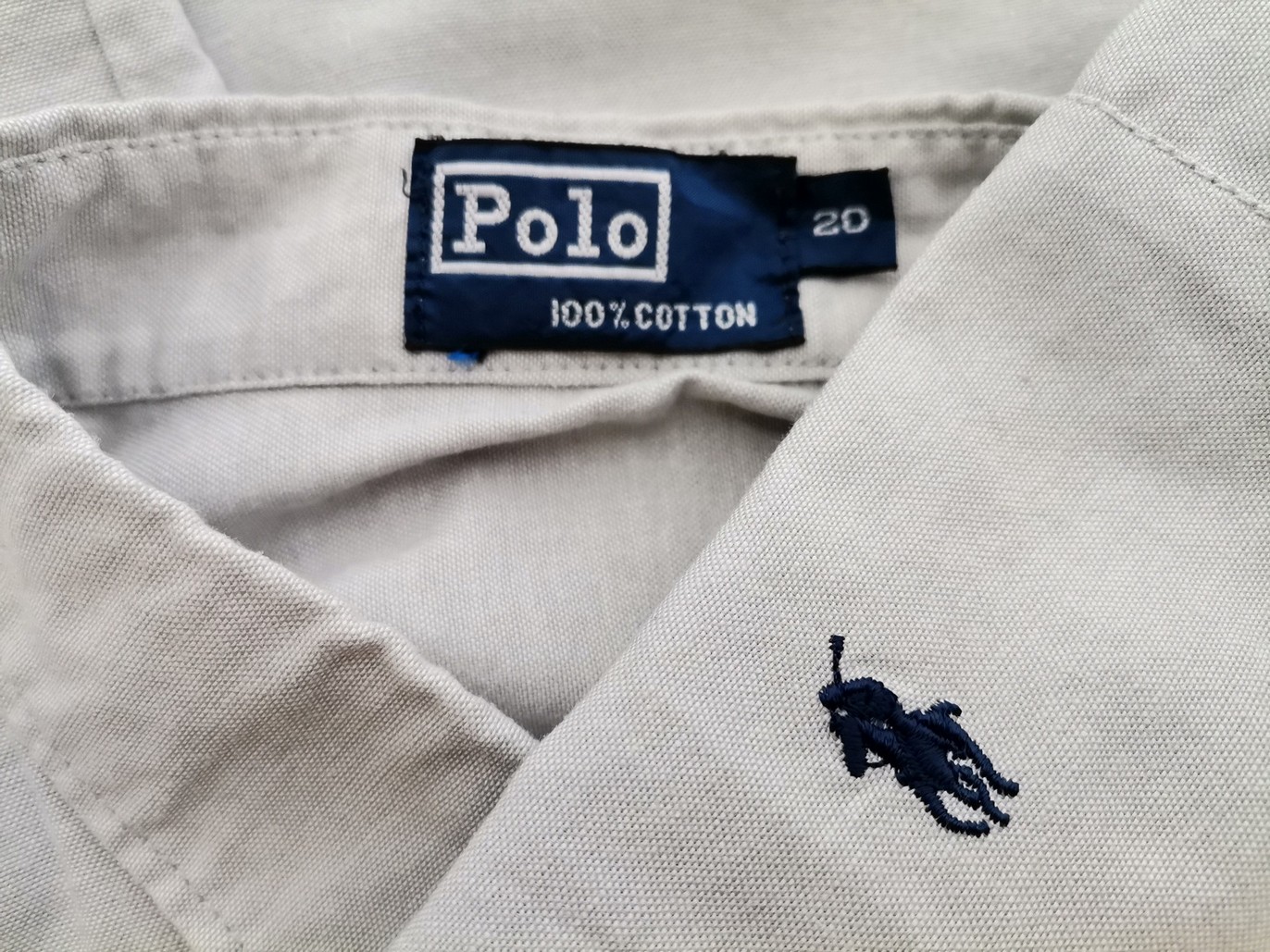 Ralph Lauren Size 20 (40) Color Szary Kołnierz Męska Koszula Elegancka Długi rękaw Fabric Bawełna 100%