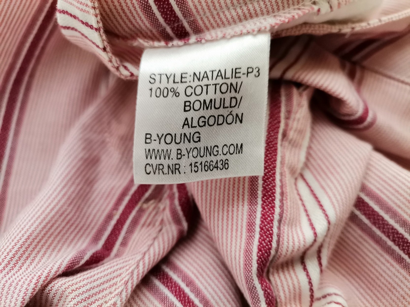 B.YOUNG Size 40 Color Różowy Pasy Spodnie Casual Fabric Bawełna 100%