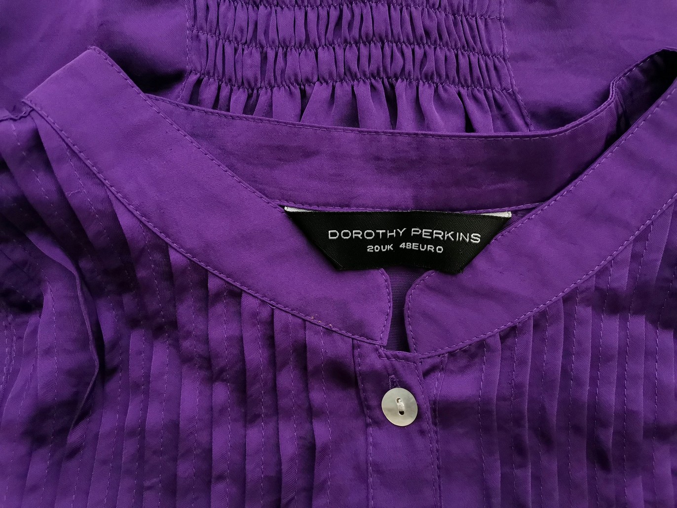 Dorothy perkins Size 20 (48) Color Fioletowy Kołnierz Tunika Popover Bluzka Rękaw 3/4