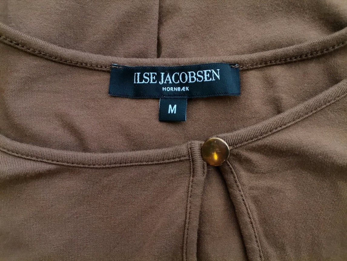 Ilse Jacobsen Size M Color Brązowy Keyhole Crew Neck Bluzka Długi rękaw Fabric Wiskoza