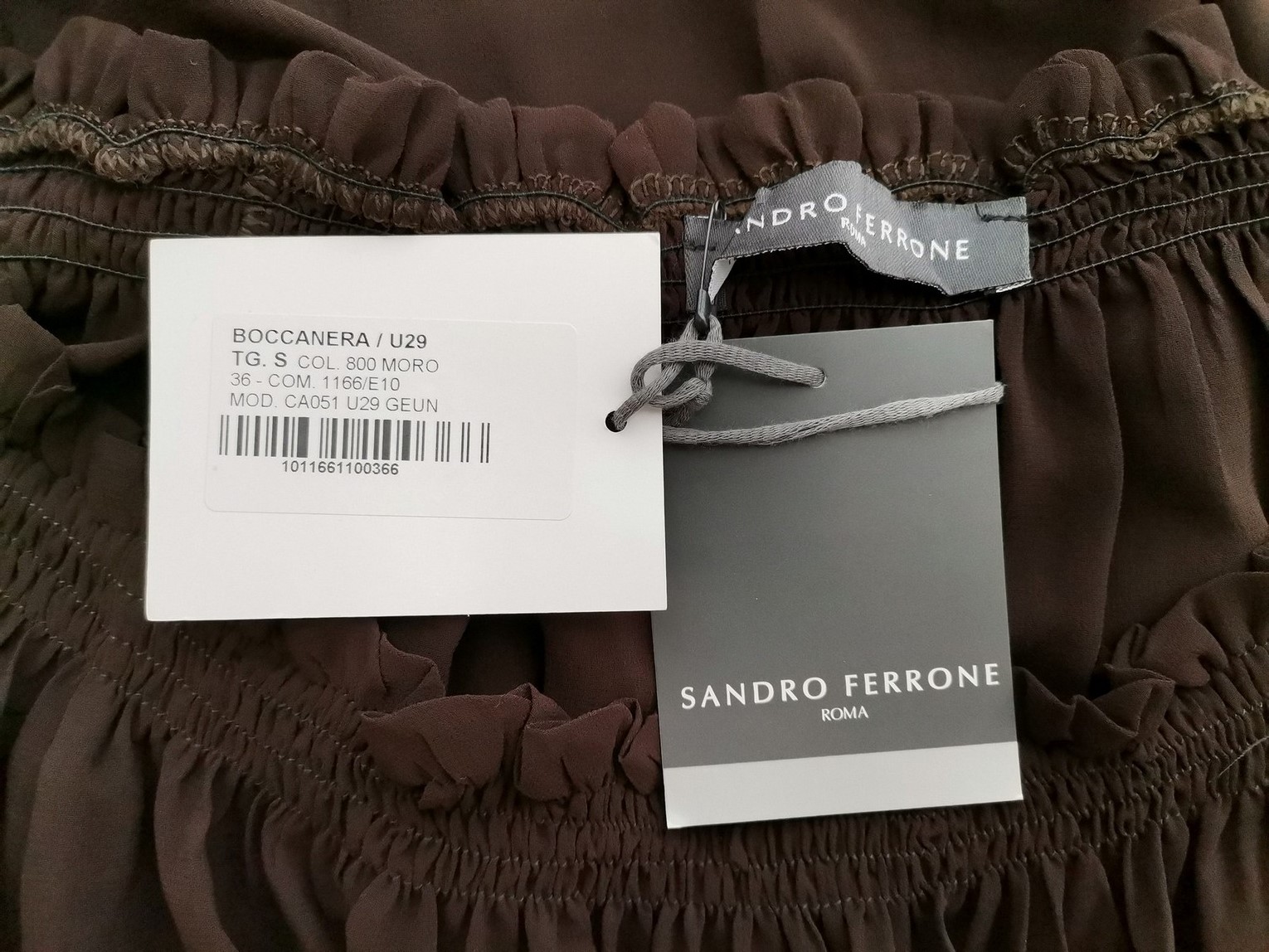 Sandro Ferrone Size S Color Brązowy W łódkę Tunika Bluzka Rękaw 3/4