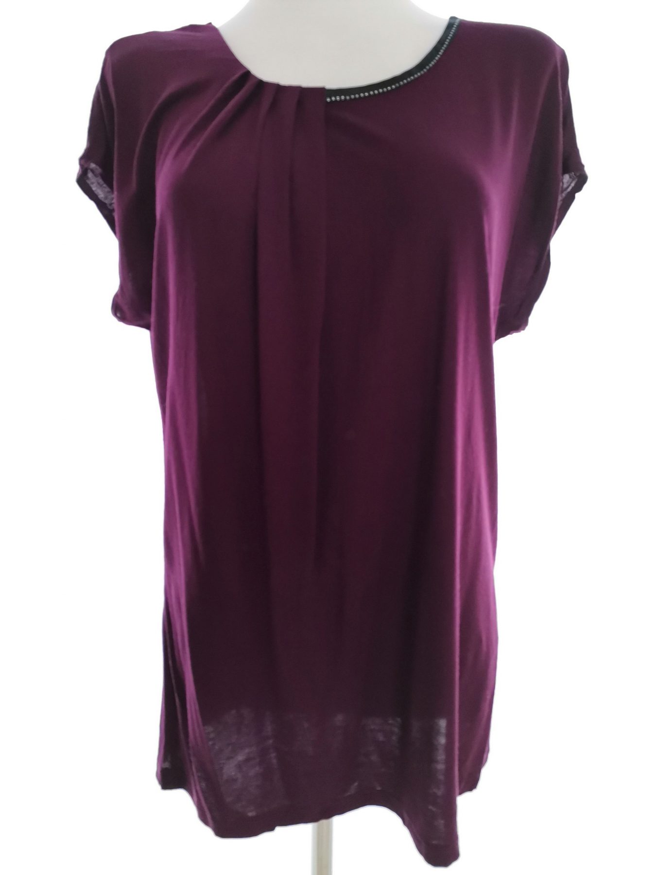 Mexx Size XL Color Purpurowy Okrągły dekolt Bluzka Krótki rękaw Fabric Wiskoza 100%