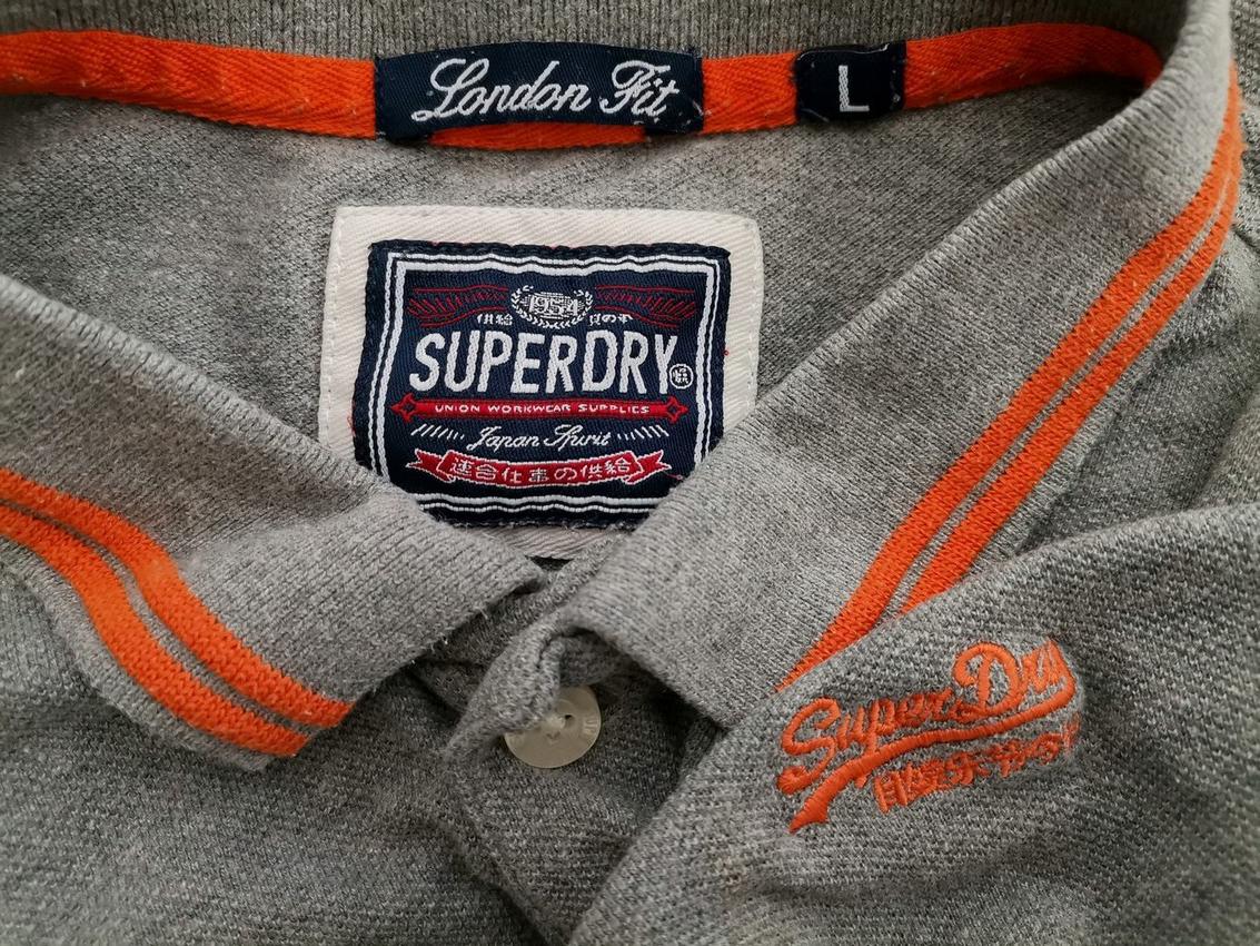 Superdry Size L Color Szary Kołnierz Męska Koszula Polo Krótki rękaw Fabric Bawełna 100%