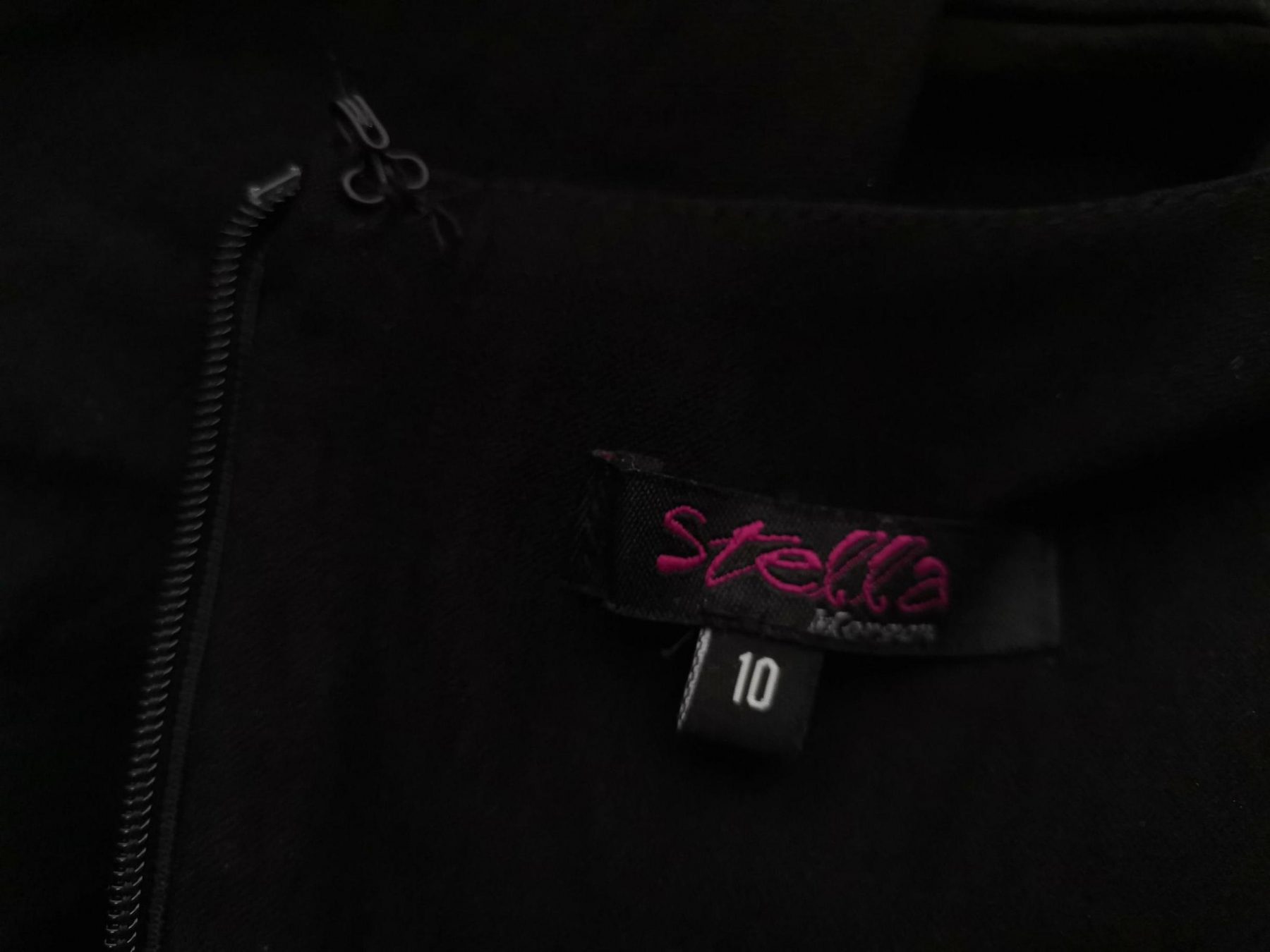 STELLA MORGAN Size 10 (38) Color Czarny Split Crew Neck Sukienka Ołówkowa Krótki rękaw Do Kolan Fabric Wiskoza