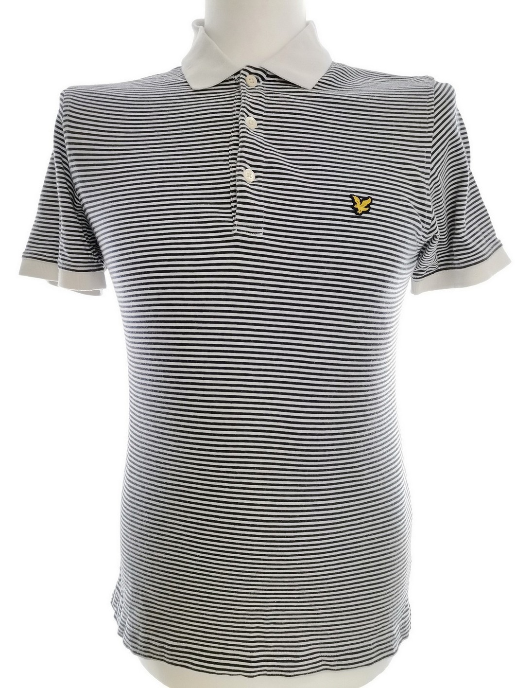 Lyle & Scott Size M Color Biały Pasy Kołnierz Męska Koszula Polo Krótki rękaw Fabric Bawełna 100%