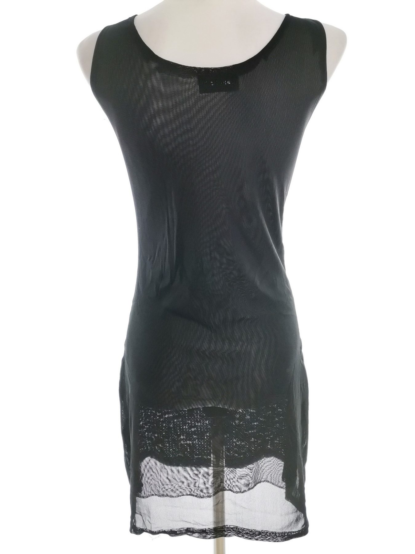 Club L Size 34/36 Color Czarny Okrągły dekolt Sukienka Bodycon Bezrękawnik Do Kolan