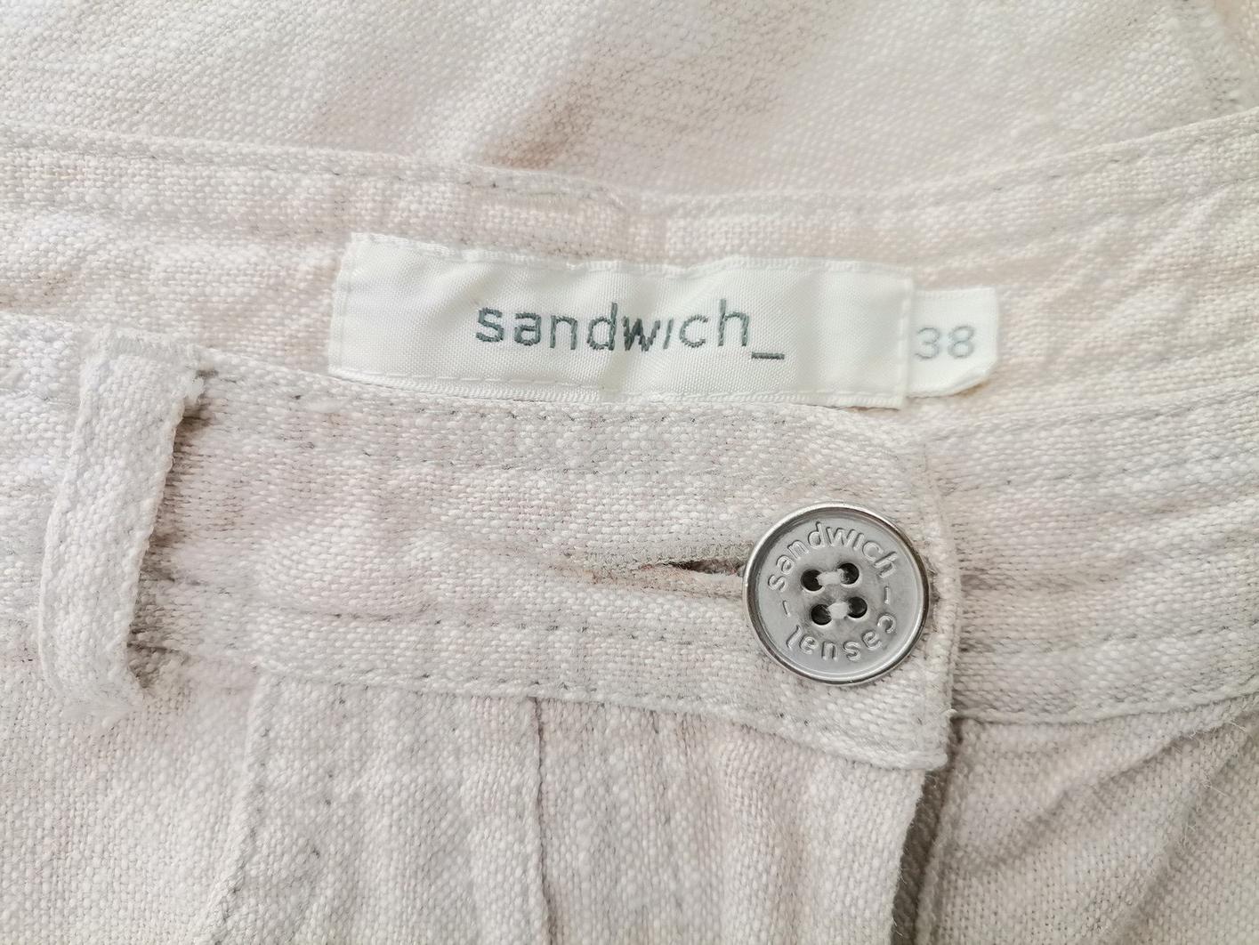 Sandwich Size 38 Color Beżowy Spodnie Casual Fabric Ramie