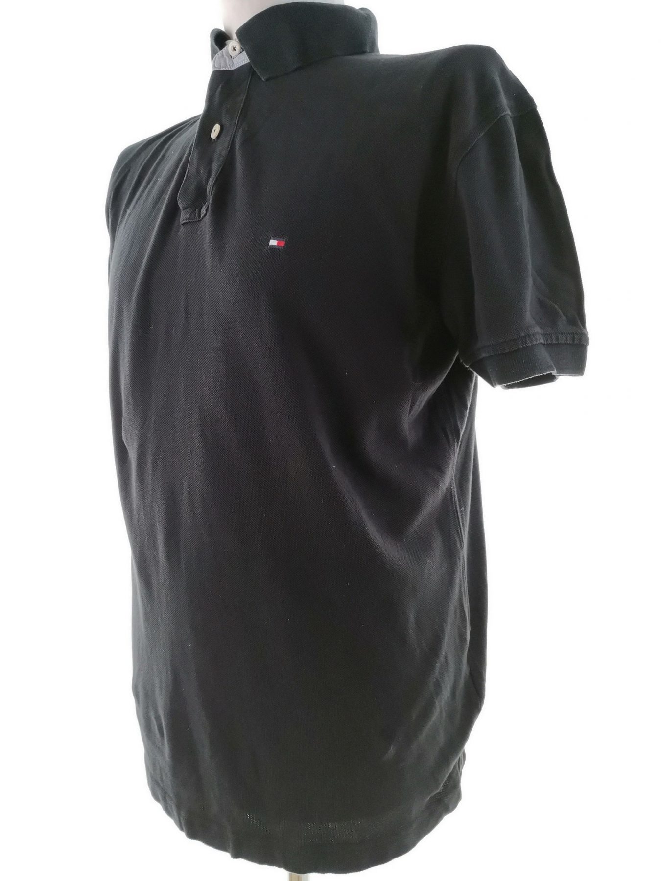 Tommy hilfiger Size L Color Czarny Kołnierz Męska Koszula Polo Krótki rękaw Fabric Bawełna 100%