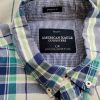 American Eagle Size L Color Granatowy Krata Kołnierz Męska Koszula Casual Długi rękaw Fabric Bawełna 100%