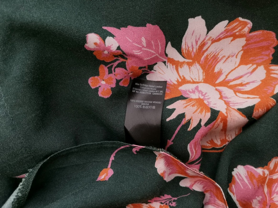 Miss selfridge Size 40 Color Zielony W serek Tunika Bluzka Długi rękaw