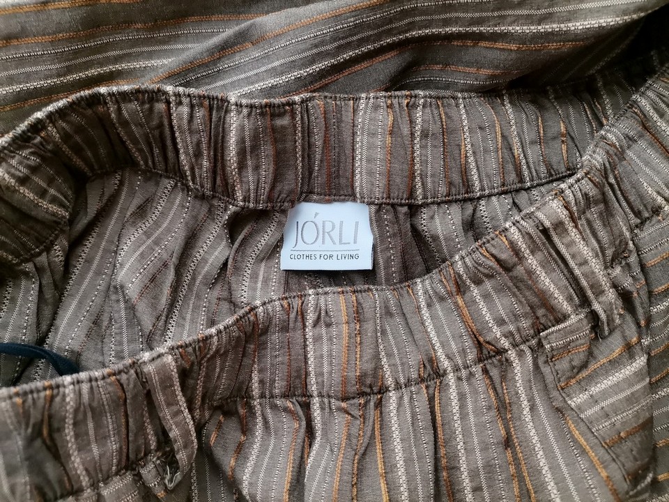 JORLI Size 48 (42) Color Brązowy Pasy Spodnie Casual Fabric Bawełna