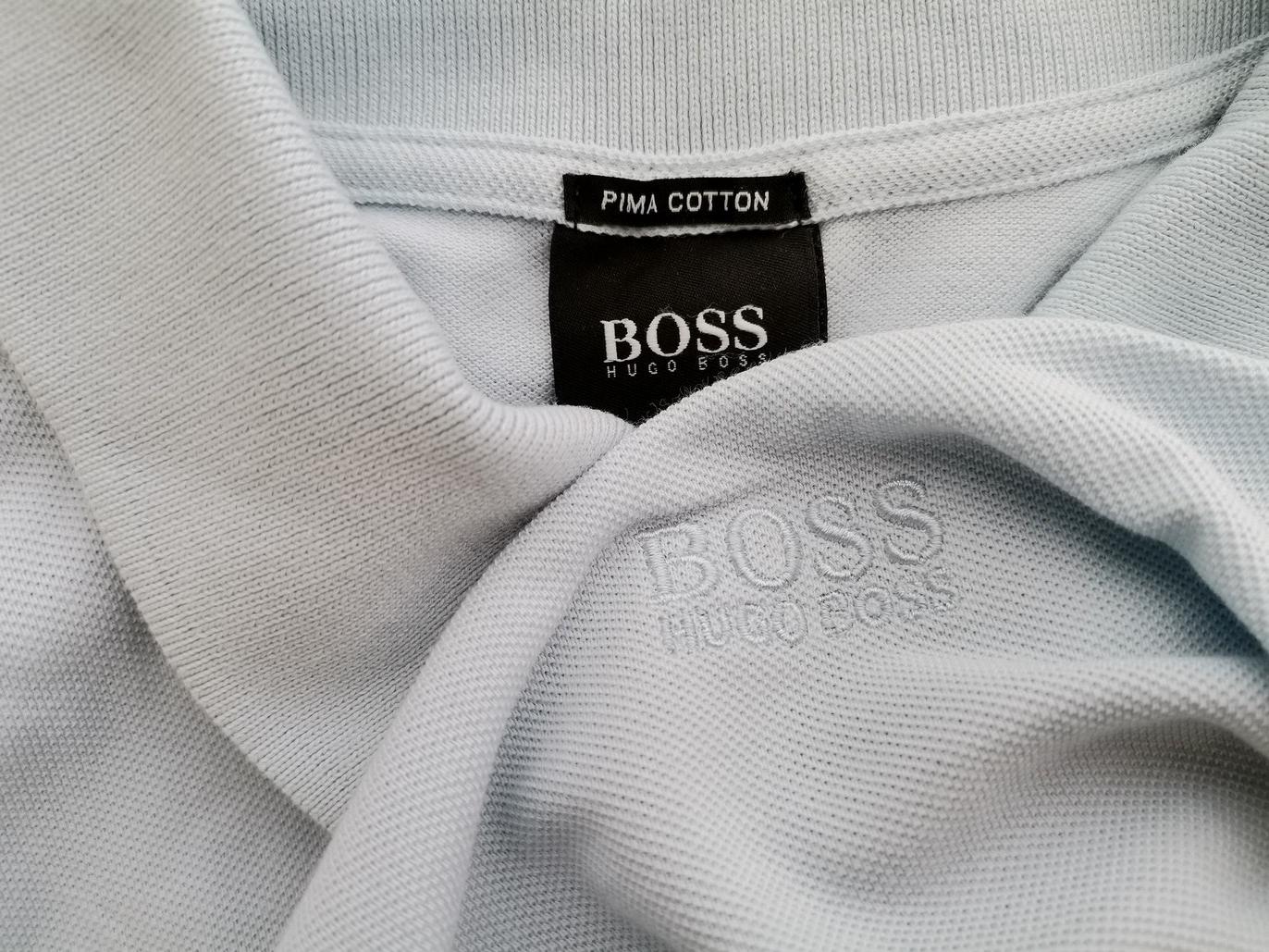 Hugo Boss Size S Color Niebieski Kołnierz Męska Koszula Polo Krótki rękaw Fabric Bawełna 100%