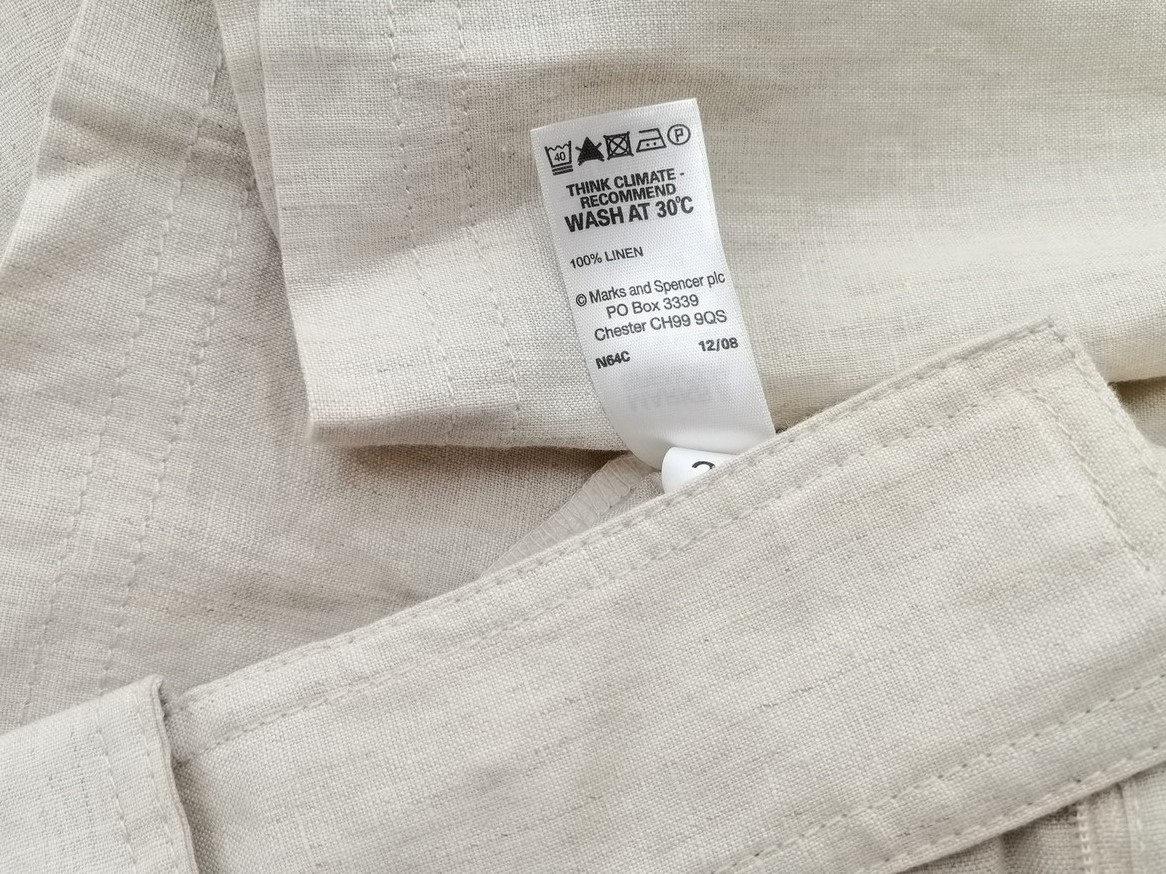 Marks&spencer Size 12 (40) Color Kremowy Spodnie Casual Fabric Len 100%